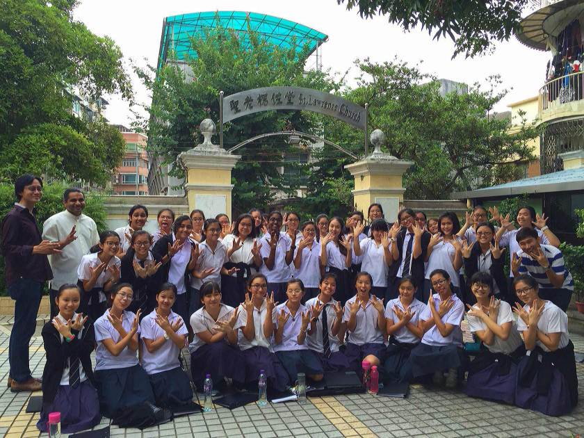 With Father Jojo of St. Lawrence Church where we performed alongside Sprezzatura.