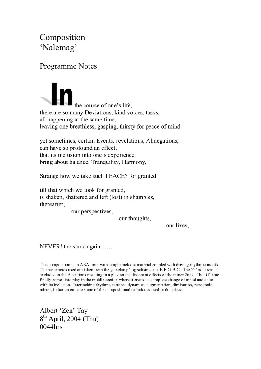 Nalemag Programme Notes
